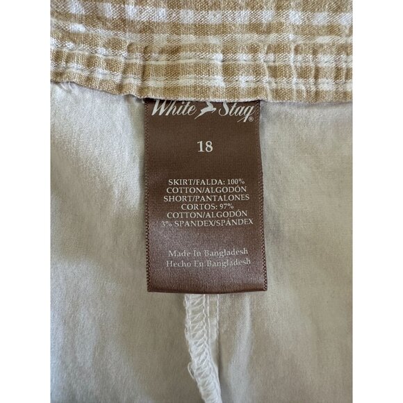 White Stag‎ Womens Tan Skort 18 button zipper cotton mini plaid shorts skirt - Picture 6 of 8